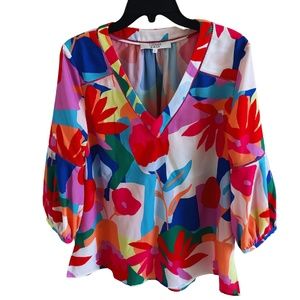 Crosby by Mollie Burch "Happy Paradise" Tunic Top Size Large